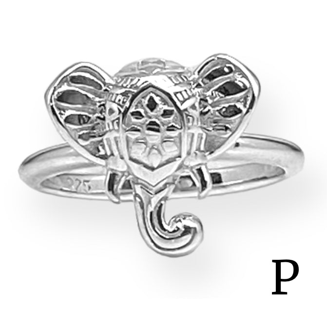 (ALP-09).925 silver ring in the shape of an elephant.