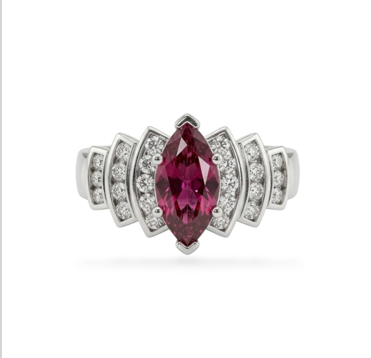 CZ Sterling Silver Ring Marquise Cut Ruby - ER- 25
