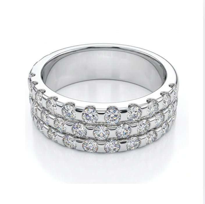 Sterling Siler Triple Line Zirconia Ring-SMR-19