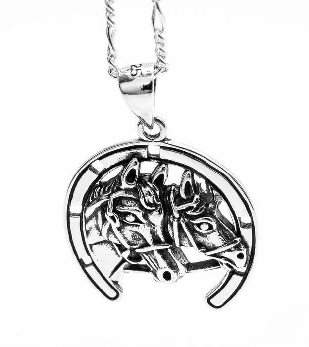Sterling Silver Horseshoe Pendant Necklace-SN-03