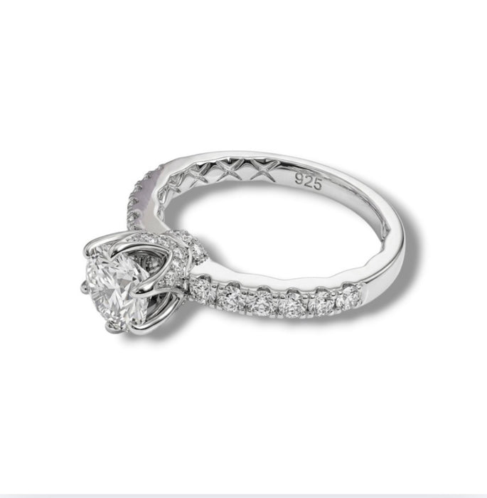 Sterling Silver Clear CZ Crown Engagement Ring-ER-31