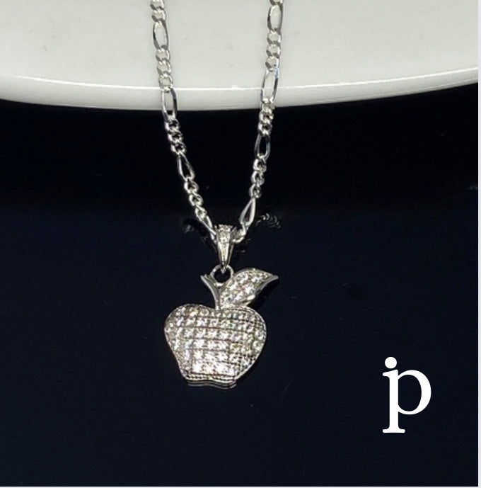 (CCP-85).925 Silver figaro chain with Apple-shaped Pendant