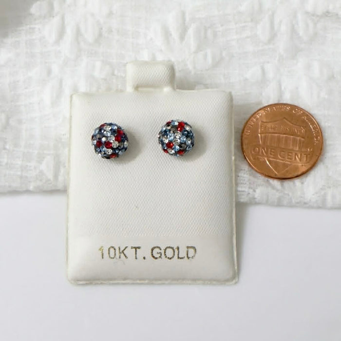 Solid 10K Yellow Gold Multicolor Zirconia Push-Back Earrings-GE-27