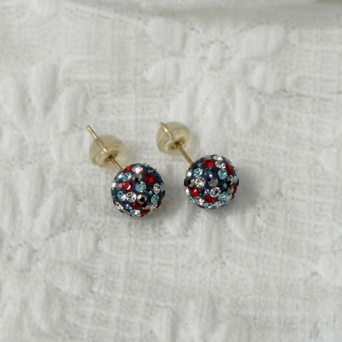 Solid 10K Yellow Gold Multicolor Zirconia Push-Back Earrings-GE-27