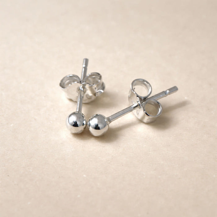 Sterling Silver Round Ball Stud Earrings-SE-60