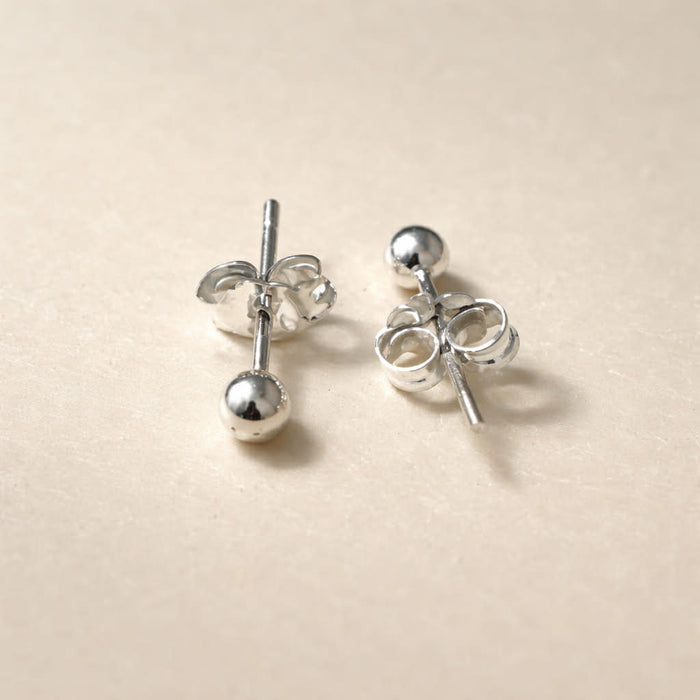 Sterling Silver Round Ball Stud Earrings-SE-60