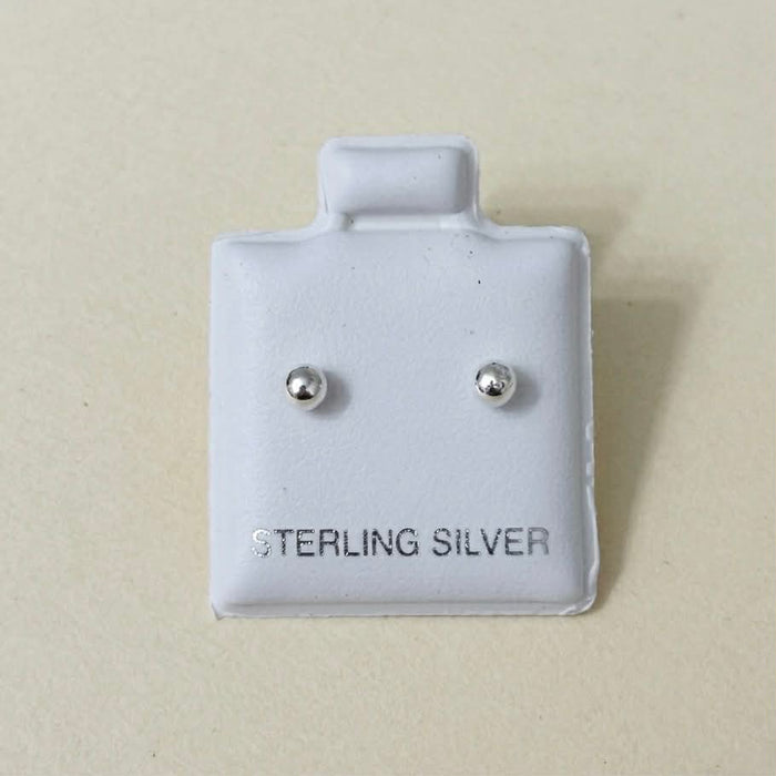 Sterling Silver Round Ball Stud Earrings-SE-60