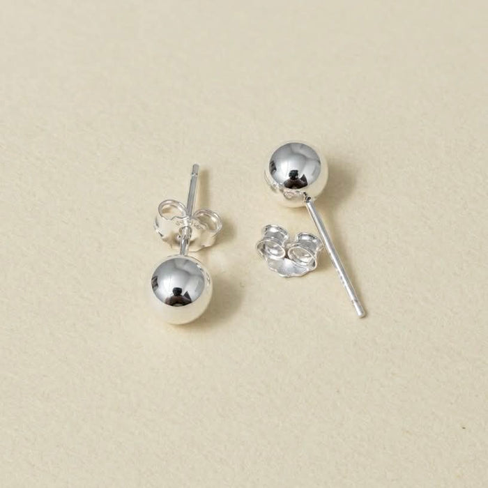 Sterling Siver Round Ball Stud Earrings-SE-61