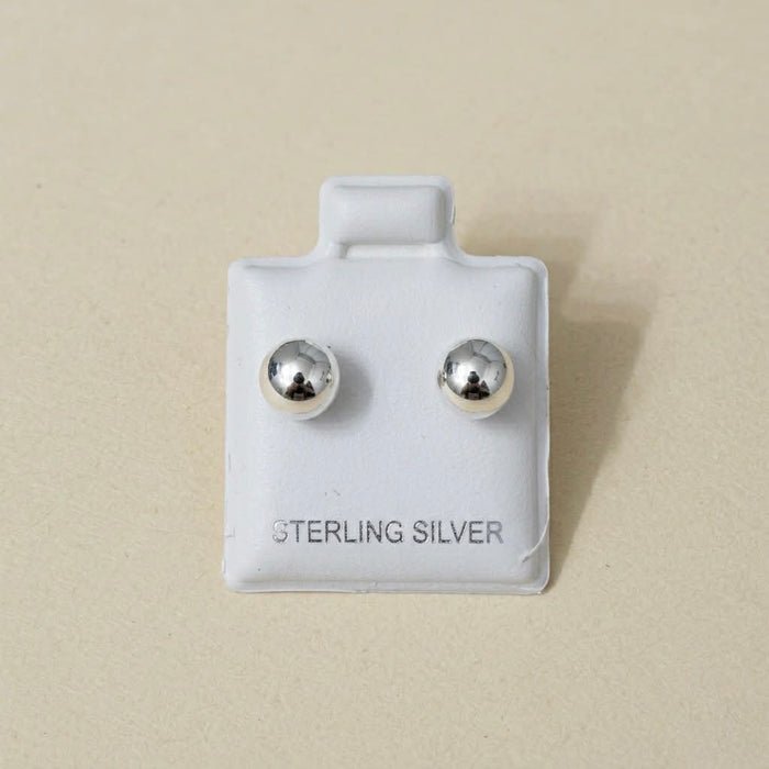 Sterling Siver Round Ball Stud Earrings-SE-61