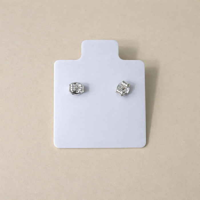 Sterling Silver Heart-Shaped Clear Earrings-SE-63