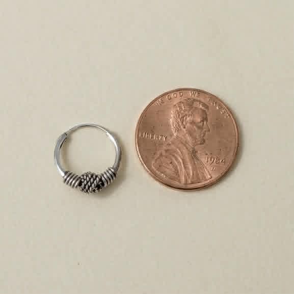 Sterling Silver 2mm x12mm Bali Hoop Earrings-SE-68