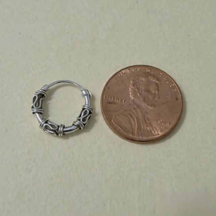 Sterling Silver 2.0mm x 12 mm Bali Rope Hoop Earrings-SE-70