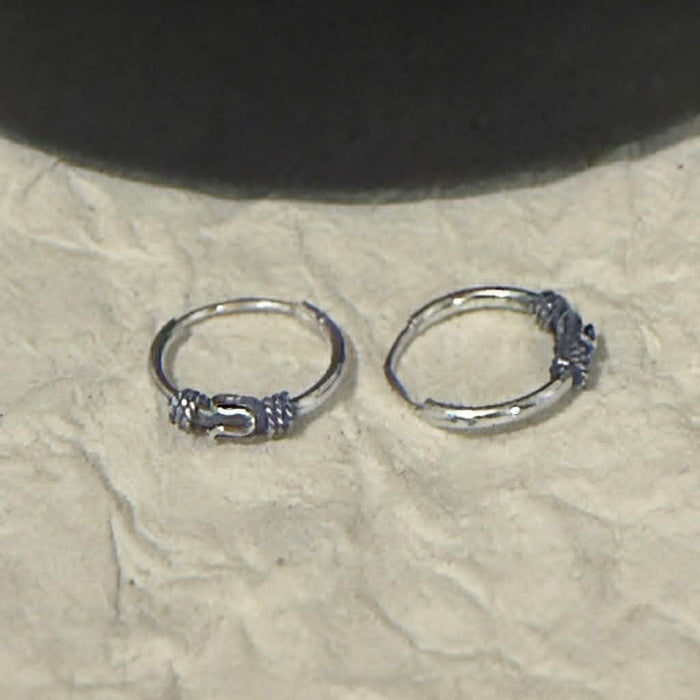 Sterling Silver 2.5mm x 12.0mm Bali Swirl Hoop Earrings-SE-71