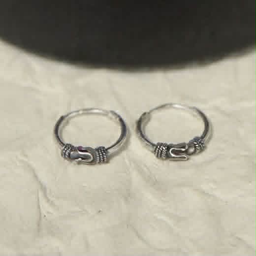 Sterling Silver 2.5mm x 12.0mm Bali Swirl Hoop Earrings-SE-71