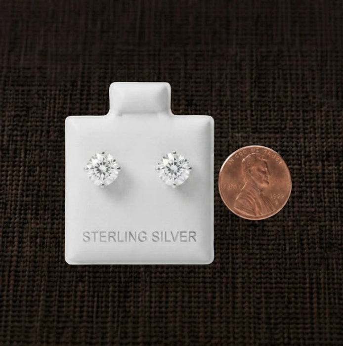 Sterling Silver 5mm Round Invisible Cut Clear CZ Stud Earrings-SET-77