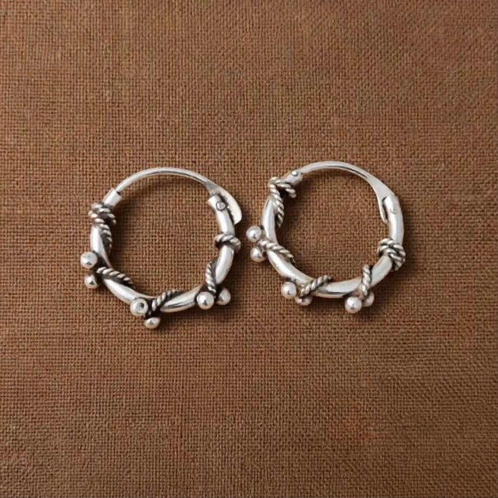 Sterling Silver 3mmx 13mm Bali Hoop Earring-SET-82