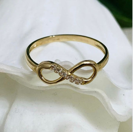 (ACO - 04)10K Anillo oro amarillo de compromiso infinity - JoyeriaParis