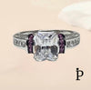 (ACP - 101) .925 Plata Anillo Corte Esmeralda & CZ Rubi - JoyeriaParis