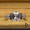 (ACP - 101) .925 Plata Anillo Corte Esmeralda & CZ Rubi - JoyeriaParis