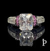 (ACP - 101) .925 Plata Anillo Corte Esmeralda & CZ Rubi - JoyeriaParis