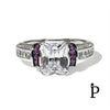 (ACP - 101) .925 Plata Anillo Corte Esmeralda & CZ Rubi - JoyeriaParis