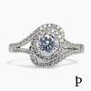 (ACP - 104) .925 Plata Anillo Halo CZ Cut redonda - JoyeriaParis