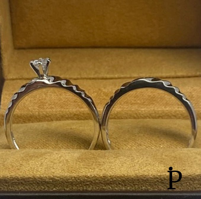 (ACP - 105) .925 Plata Set Anillos CZ Corte redonda - JoyeriaParis