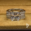 (ACP - 107) .925 Plata Set Anillo Circonitas Cubicas Cuadradas - JoyeriaParis