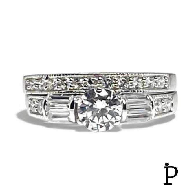 (ACP - 111) .925 Plata Anillo De bodas De Plata Con Circonita Cubica Transparnte - JoyeriaParis