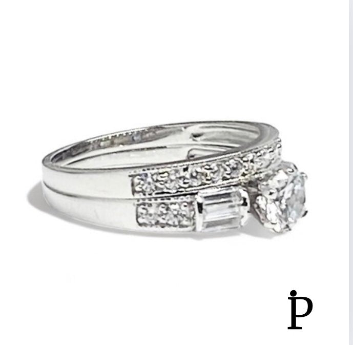 (ACP - 111) .925 Plata Anillo De bodas De Plata Con Circonita Cubica Transparnte - JoyeriaParis