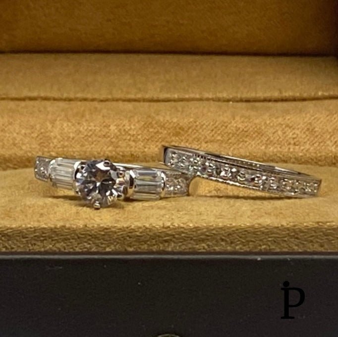 (ACP - 111) .925 Plata Anillo De bodas De Plata Con Circonita Cubica Transparnte - JoyeriaParis