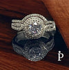 (ACP - 115) .925 Plata Anillo De Bodas Halo Circonita Cubica - JoyeriaParis