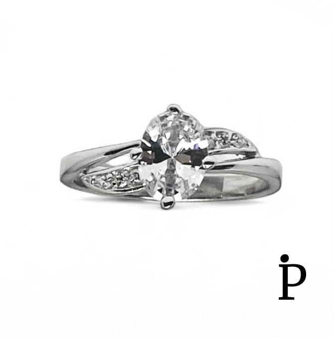 (ACP - 121) .925 Plata Conjunto Anillo Boda Baguettes de CZ - JoyeriaParis