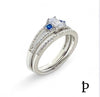 (ACP - 124) .925 Plata Anillo Bodas Circonitas Cubica Azules y Tranparentes - JoyeriaParis