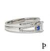 (ACP - 124) .925 Plata Anillo Bodas Circonitas Cubica Azules y Tranparentes - JoyeriaParis