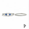 (ACP - 124) .925 Plata Anillo Bodas Circonitas Cubica Azules y Tranparentes - JoyeriaParis