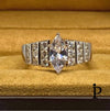 (ACP - 136) .925 Plata Anillo Circonita Cúbica Transparente Corte Marquesa - JoyeriaParis