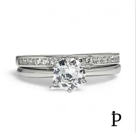 (ACP - 142) .925 Plata Set Anillo Elegante Brillante Corte Redondo Circonita Cubica - JoyeriaParis