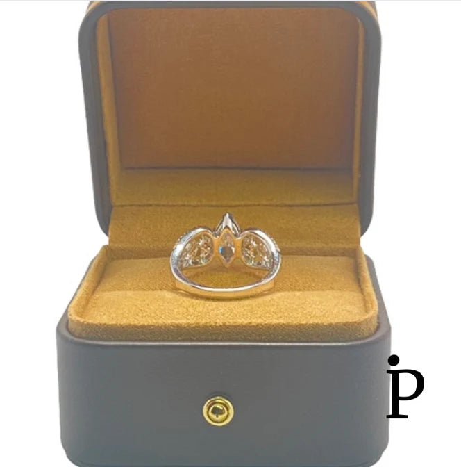 (ACP - 148) .925 Plata Anillo Compromiso Circonita Cubica Corte Marquesa - JoyeriaParis