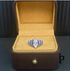 (ACP - 151) .925 Plata Anillo Compromiso Circonitas Cúbicas Blanca & Azul - JoyeriaParis