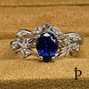 (ACP - 160).925 Plata Set Anillo de Novia Forma Lágrima Cironia Cubica Azul Zafiro - JoyeriaParis