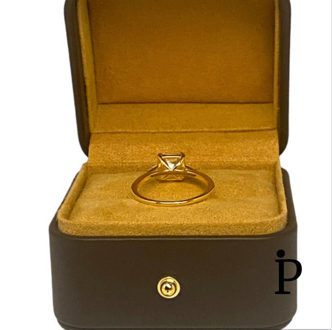 (ACP - 167).925 Plata Anillo Bodas Circonita Cúbica Tono Amarillo Corte Asscher - JoyeriaParis