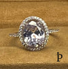 (ACP - 36) .925 Plata Anillo de Eternidad con Halo de CZ Ovalado - JoyeriaParis