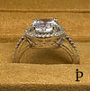 (ACP - 36) .925 Plata Anillo de Eternidad con Halo de CZ Ovalado - JoyeriaParis