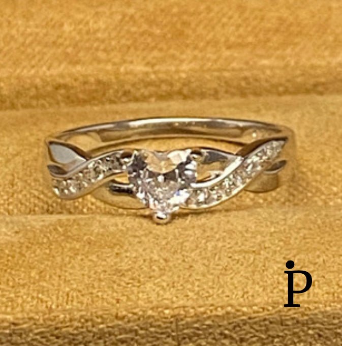 (ACP - 40) .925 Plata Anillo de Promesa con Nudo Infinito de Corazon - JoyeriaParis