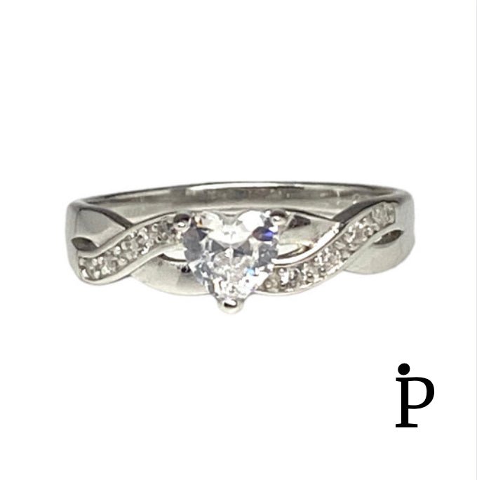 (ACP - 40) .925 Plata Anillo de Promesa con Nudo Infinito de Corazon - JoyeriaParis