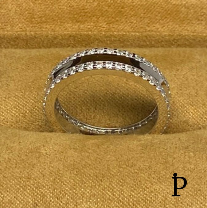 (ACP - 43) .925 Plata Anillo de la eternidad con CZ blancas - JoyeriaParis