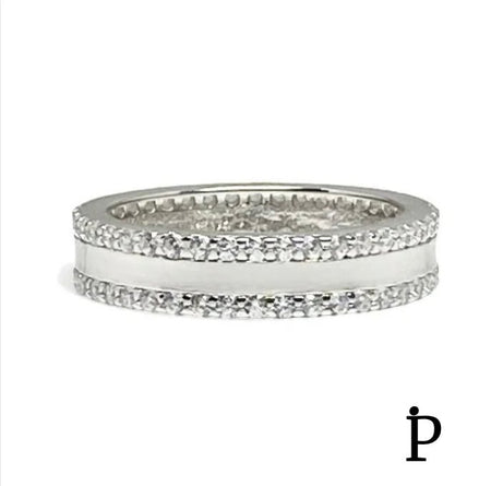 (ACP - 43) .925 Plata Anillo de la eternidad con CZ blancas - JoyeriaParis