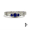 (ACP - 44) .925 Plata Anillo de Filigrana de Espinela Azul con CZ - JoyeriaParis