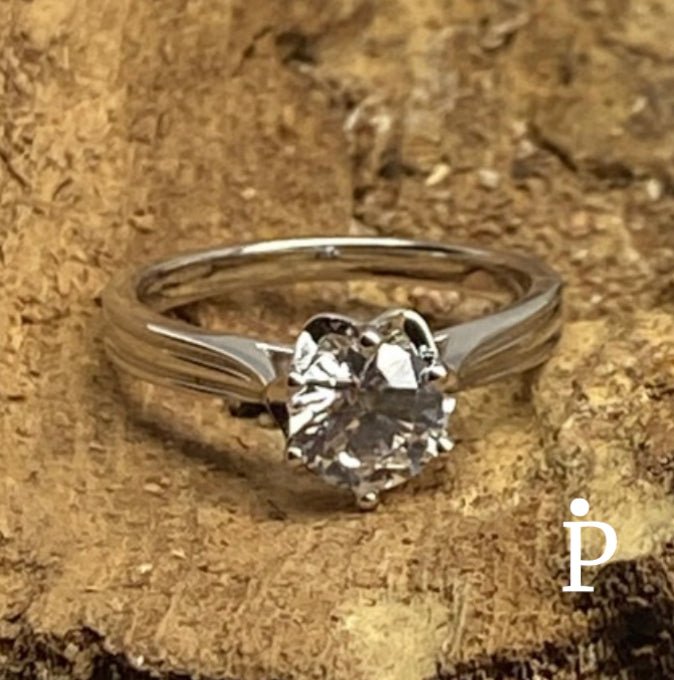 (ACP - 49) .925 Plata Anillo de Flor con CZ Transparente - JoyeriaParis